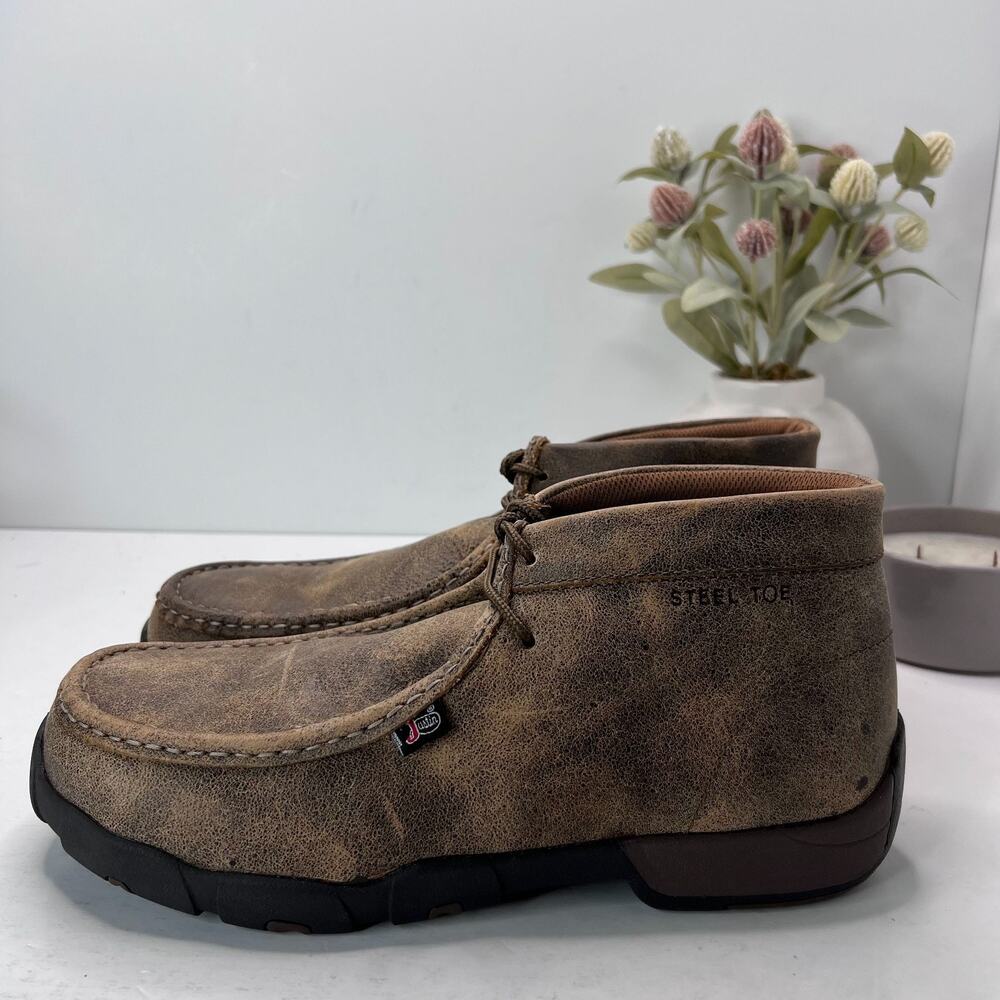 Justin Original Cappie Slip Resistant Steel Toe Work Boots Brown Men's 11M NWOB